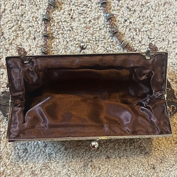 Elegant Brown Beaded Clutch - Picture 7 of 7